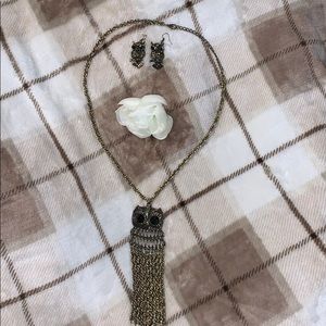 Owl Necklace & Earrings